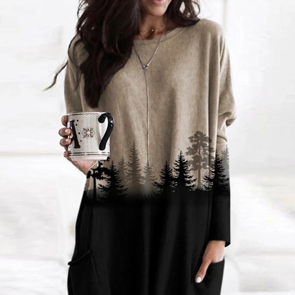 NWOT Long sleeve forest Top
